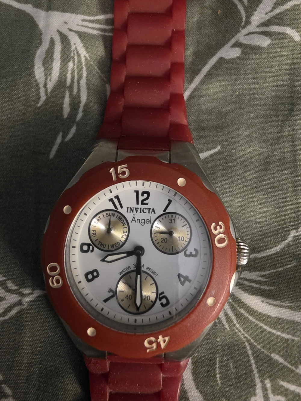 Invicta Angel Red Silicone Strap Watch with White Dial